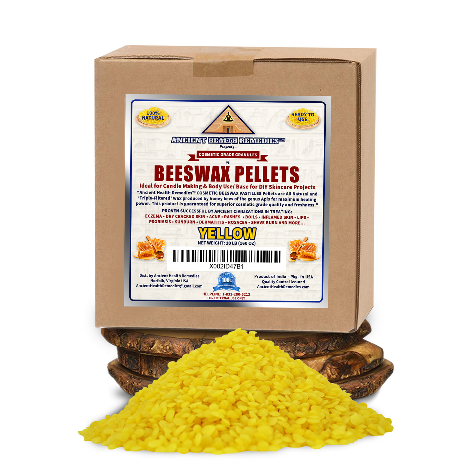 1 lb 100% Pure Natural Yellow Beeswax Pellets for Candle Making